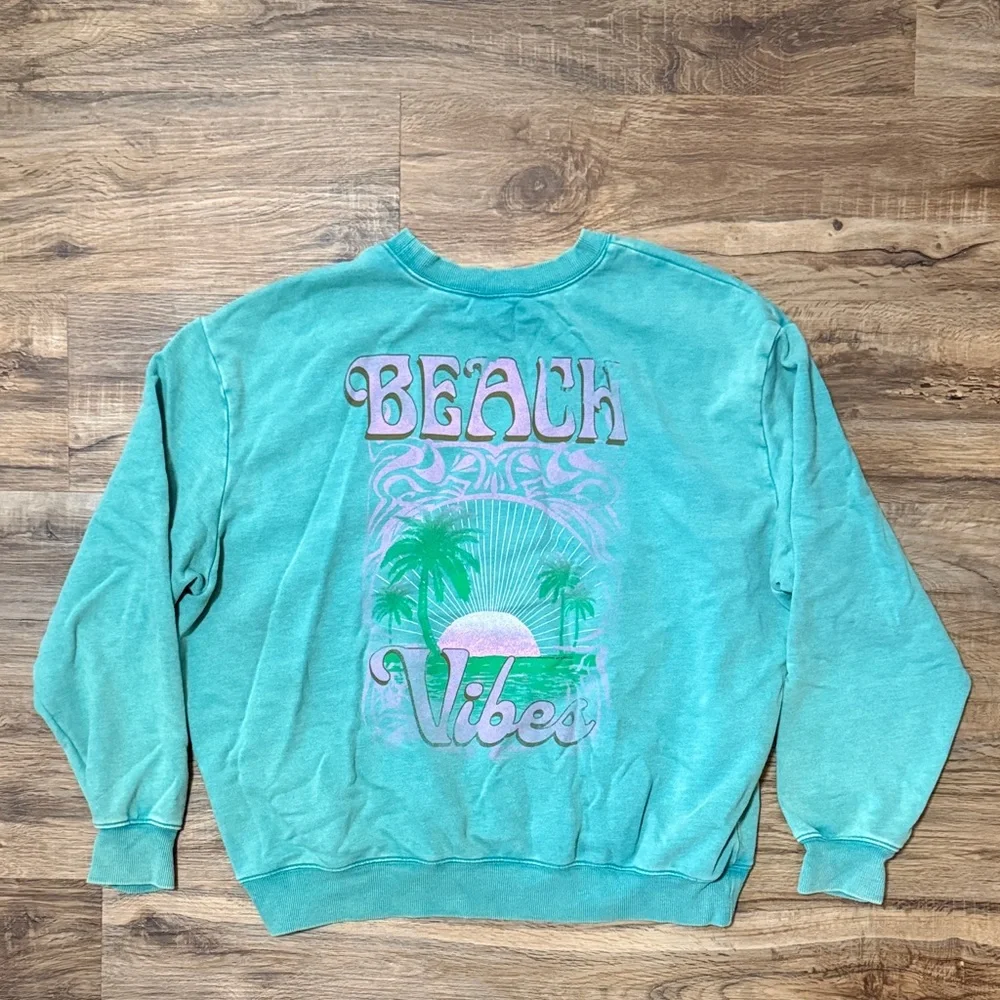 Wild Fable Teal Beach Vibes Crewneck Sweatshirt - Picture 5 of 7